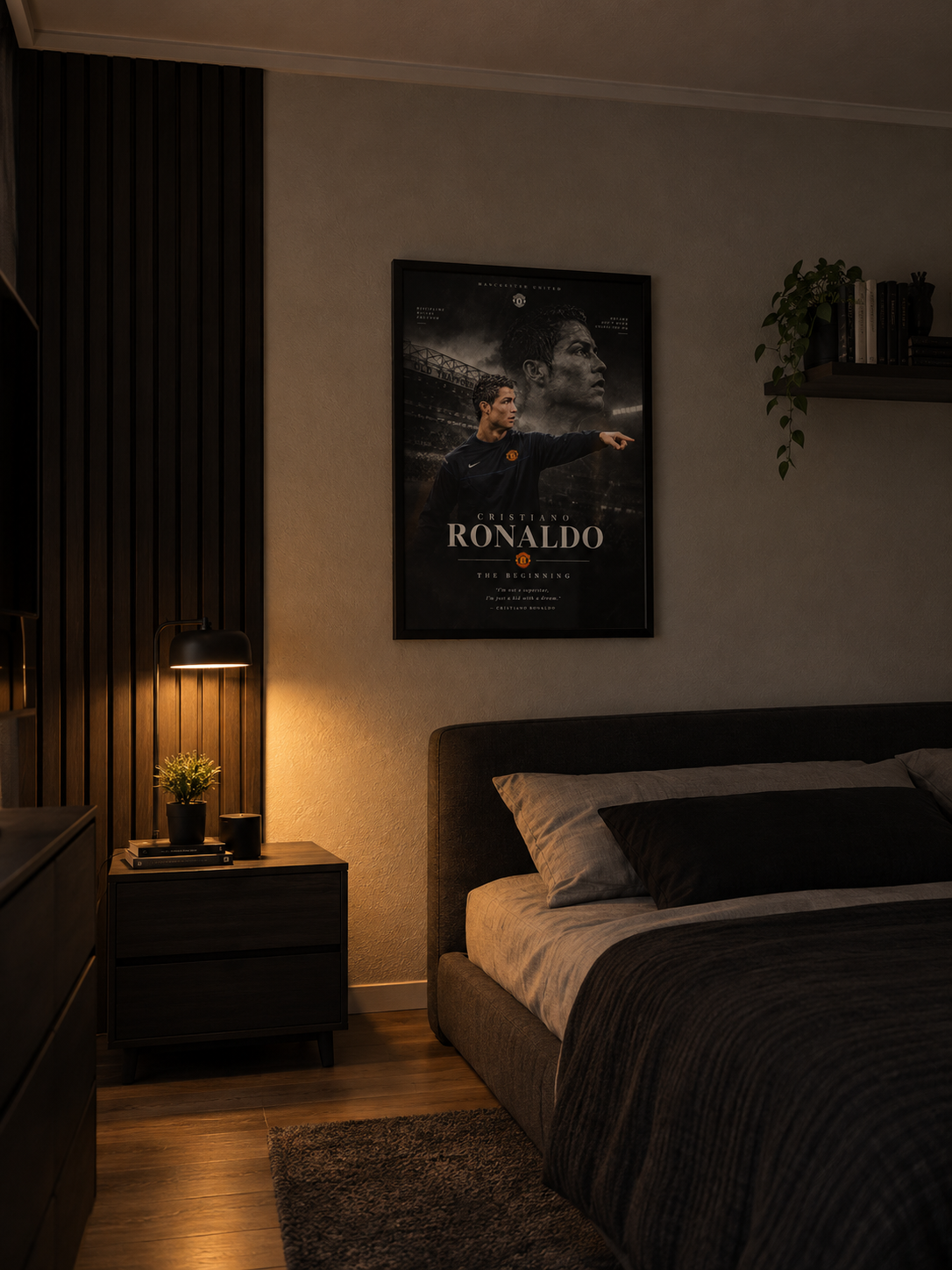 Póster Cristiano Ronaldo The Beginning en dormitorio moderno