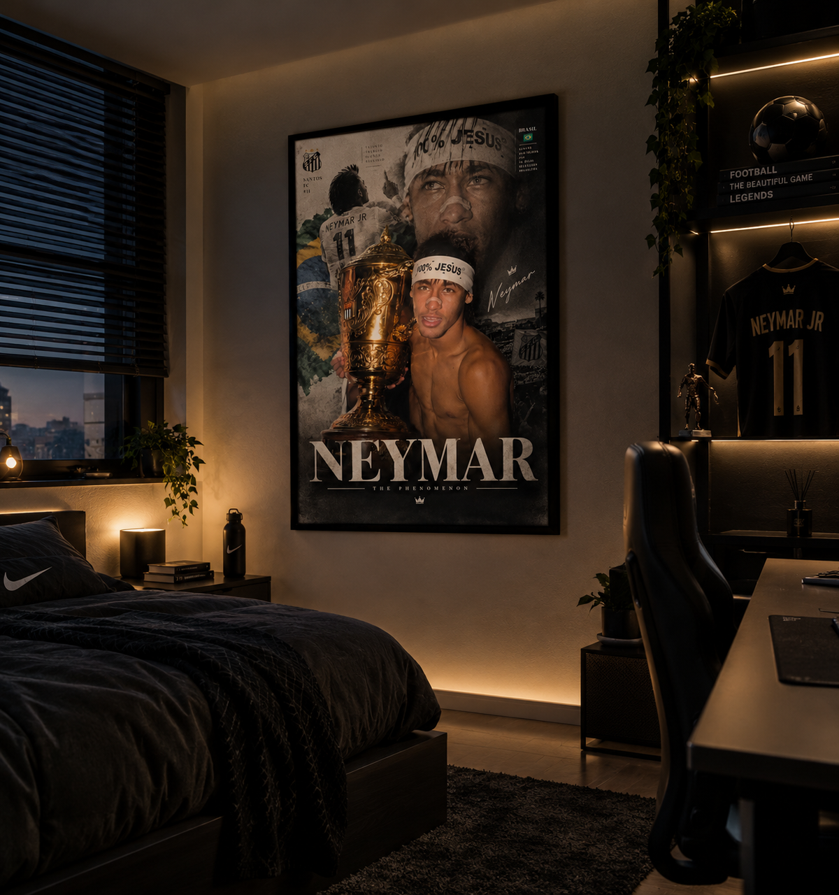 Póster Neymar The Phenomenon en habitación futbolera