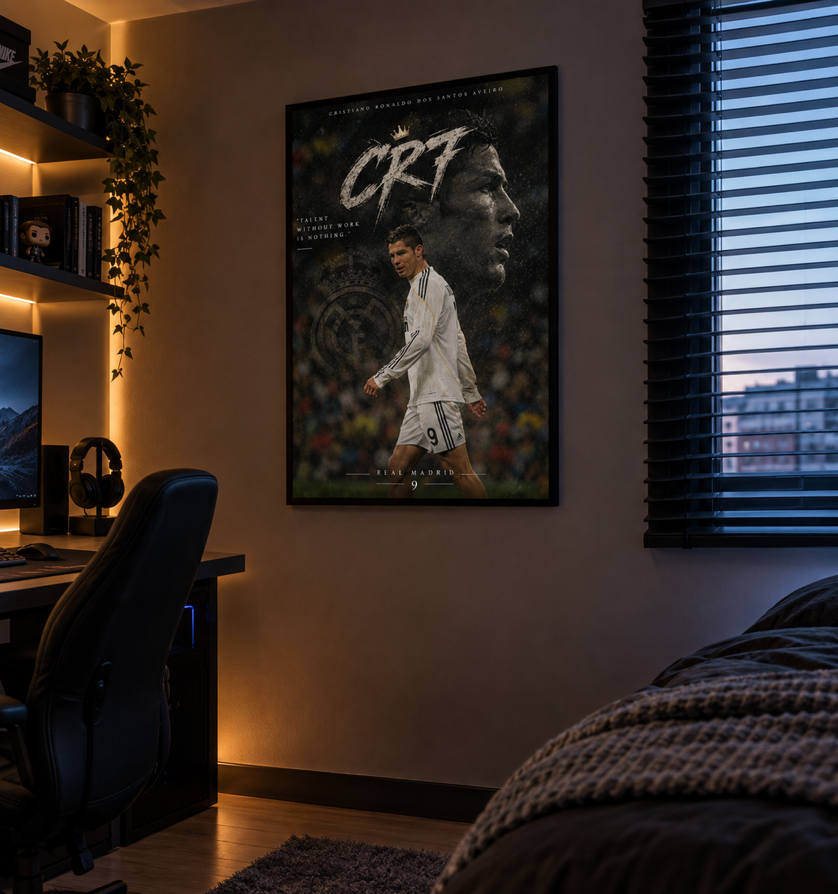 Póster Cristiano Ronaldo CR7 junto a la ventana
