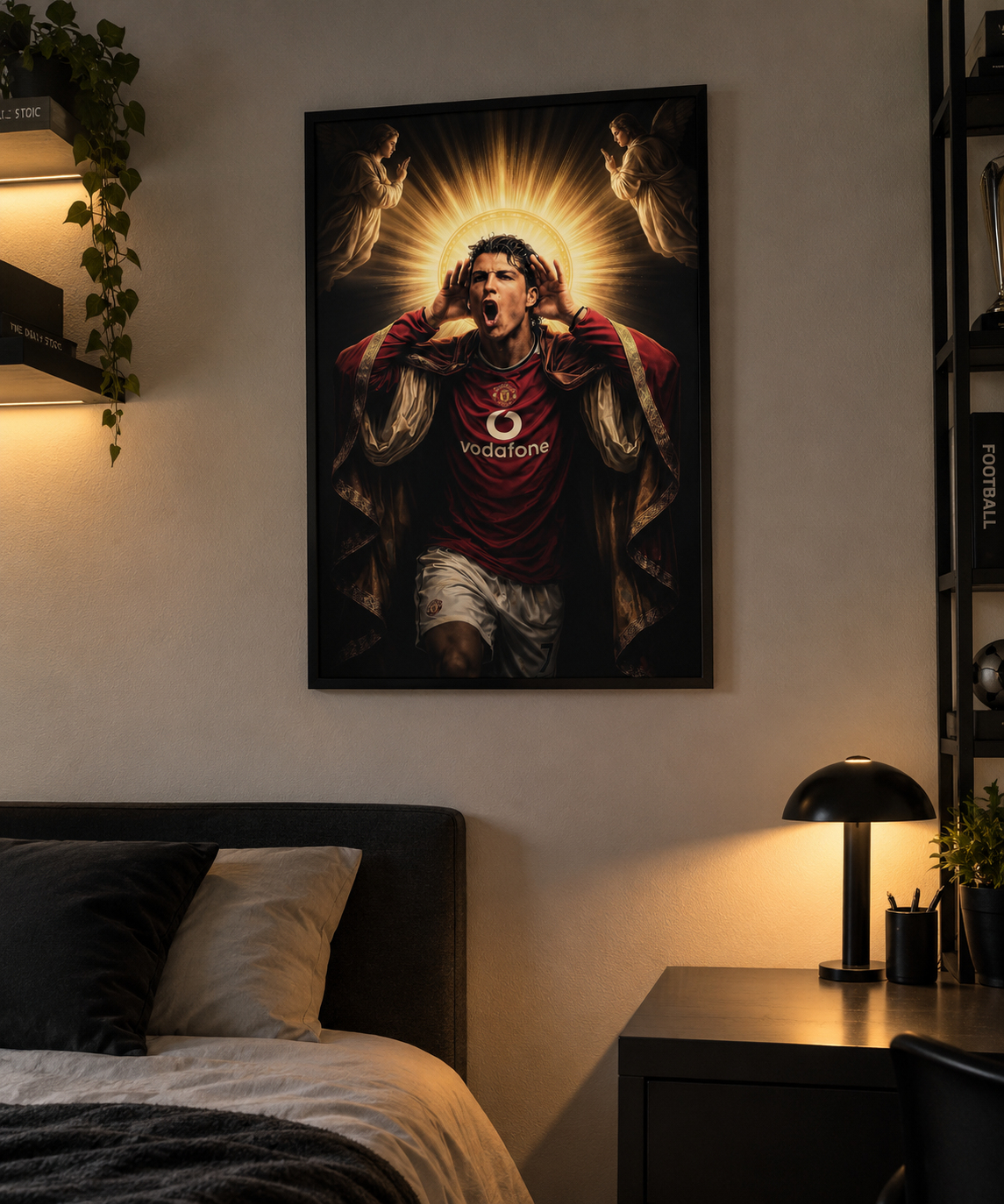 Póster The Chosen One – CR7 United enmarcado en una habitación – GOALY