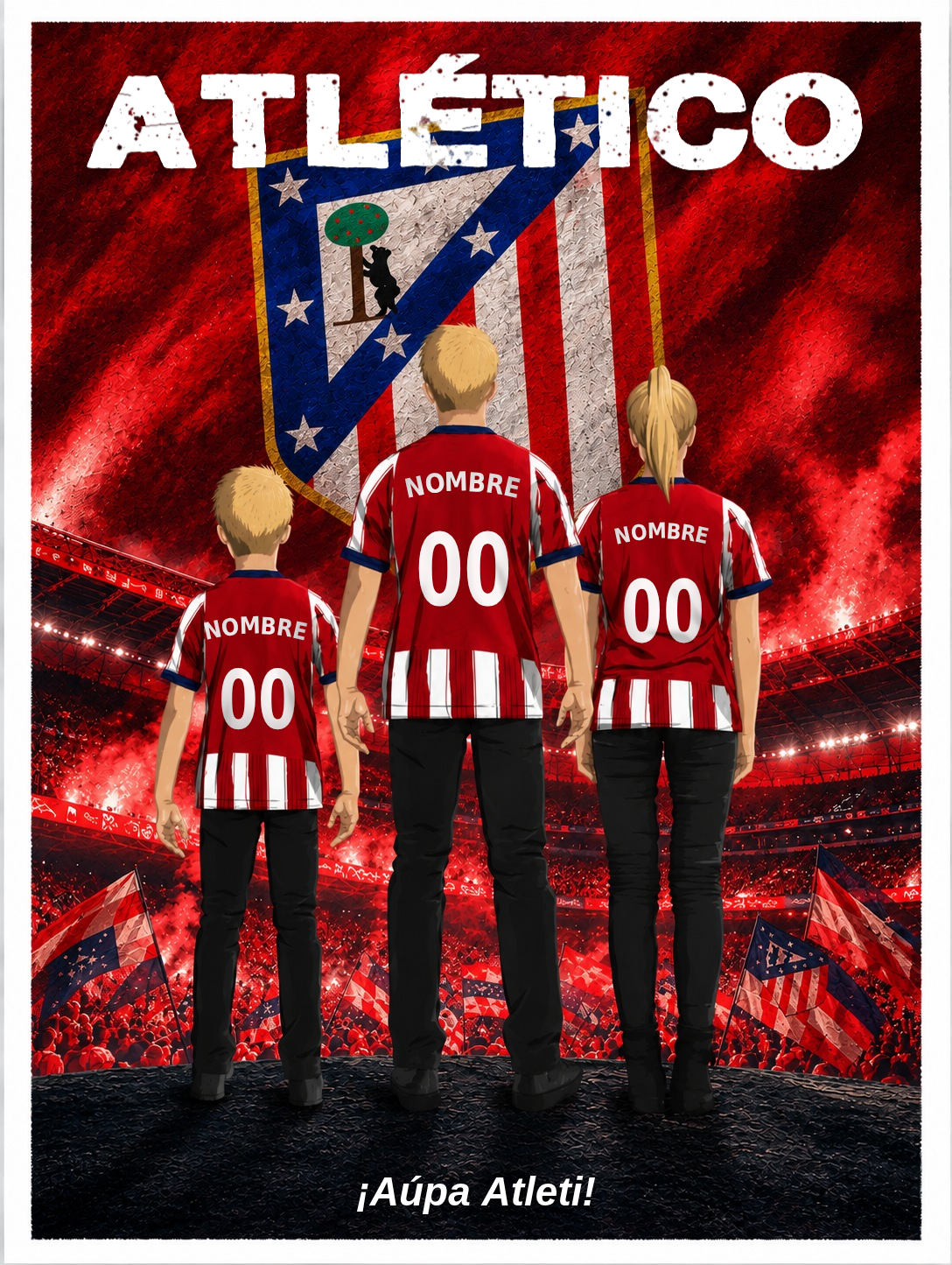 Póster personalizado Atlético en familia – GOALY