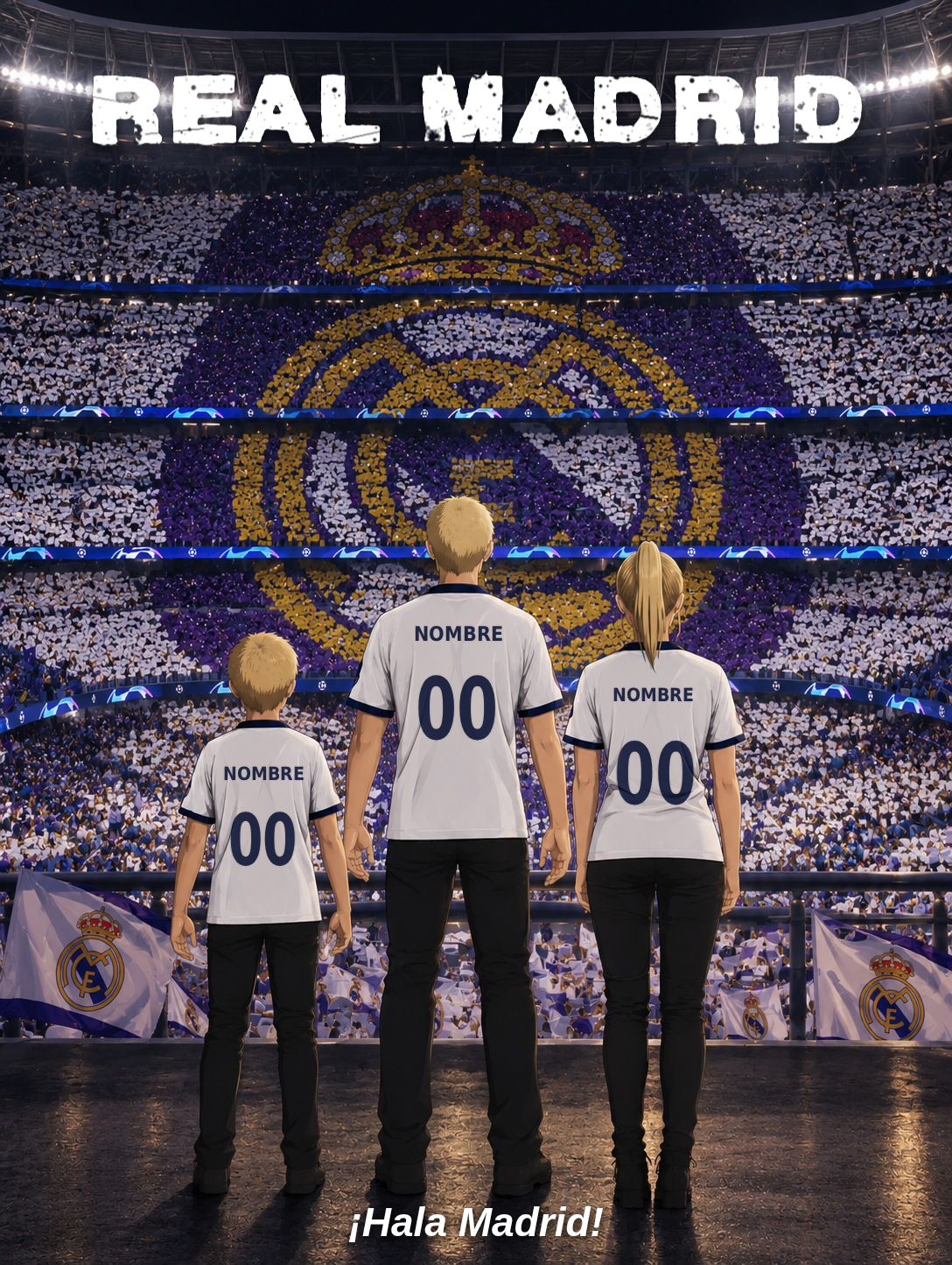 Póster personalizado Real Madrid en familia – GOALY